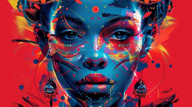 Cultural icons reinterpreted in a modern art style