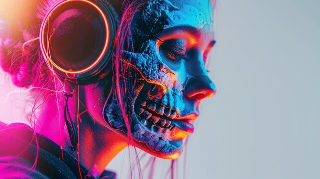 Jovial lady feeling the music in her bones