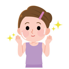スキンケアをしてきれいな肌になった女の子　イラスト
