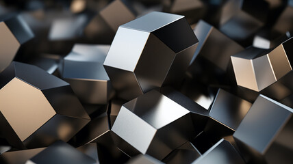 Titanium alloy geometric 3d structures in a rendered background image - obrazy, fototapety, plakaty