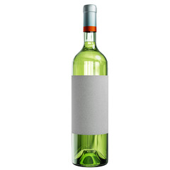 Bottle of wine isolated on a white background with a blank white screen Mockup a clipping path