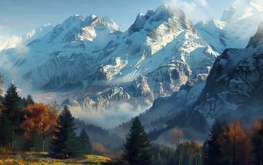 Alps autumn landscape,created with Generative AI tecnology.

