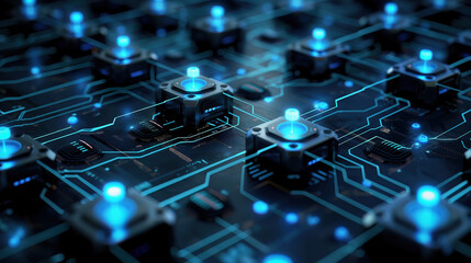 Obraz premium Digital business peer-to-peer connection illustration, futuristic exchange blockchain security datum networking tech structure, web banking information communication infrastructure
