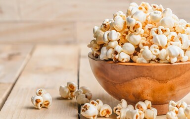 Obraz na płótnie Canvas caramel popcorn in bowl on the table