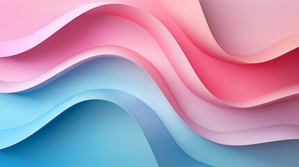 Aesthethic illustration of colorful 3d paper background for banner, flyer, wave pattern, pastel color pink blue