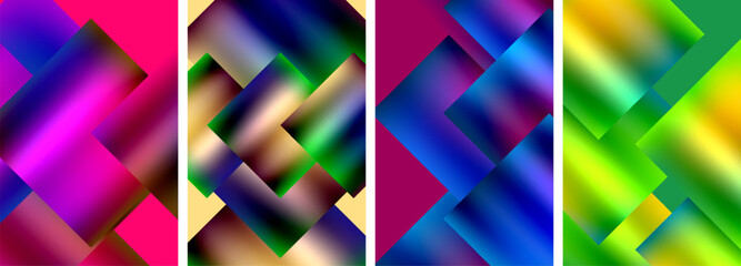 Colorful metal square abstract poster backgrounds