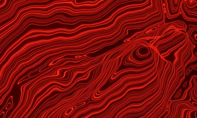 Fotobehang Red contour lines. Topographic terrain. © Kavik