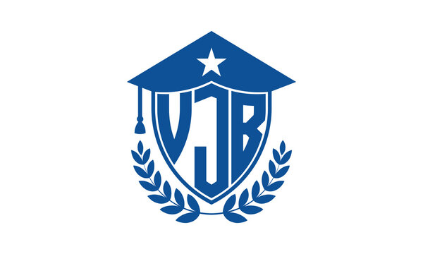 VJB three letter iconic academic logo design vector template. monogram, abstract, school, college, university, graduation cap symbol logo, shield, model, institute, educational, coaching canter, tech