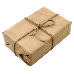 Unic Wrapped Package with Twine on White background 
