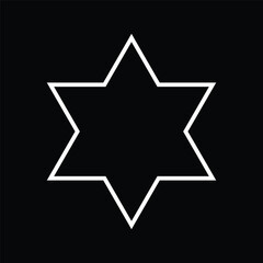 Star icon vector. White icon on black artboard. 