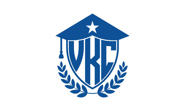 VKC three letter iconic academic logo design vector template. monogram, abstract, school, college, university, graduation cap symbol logo, shield, model, institute, educational, coaching canter, tech
