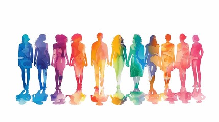 Gender equality concept background, Rainbow background, gay pride, LGBTQ themed, Rainbow Colored Figures