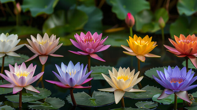 Photographic images depicting various lotus.