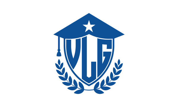 VLG three letter iconic academic logo design vector template. monogram, abstract, school, college, university, graduation cap symbol logo, shield, model, institute, educational, coaching canter, tech