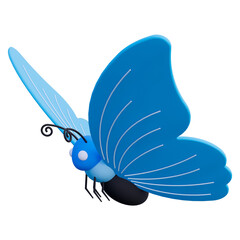  3D Illustration Beautiful Blue Butterfly flying icon