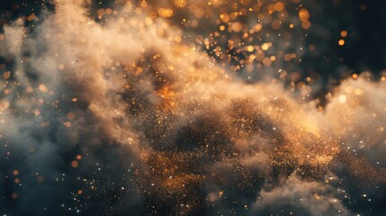 Enigmatic golden and brown smoke pattern. Mysterious and luxurious abstract background for elegant design and decoration - obrazy, fototapety, plakaty