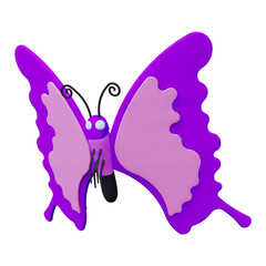 Beautiful Purple Butterfly flying 3D Illustration