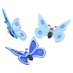  3D Illustration Beautiful Blue Butterfly flying  Icon