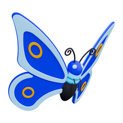Beautiful Blue Butterfly flying 3D Illustration