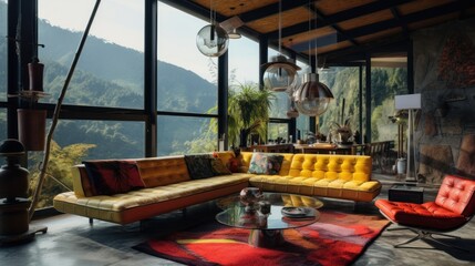 Obraz premium Building a house on the mountain,industrial raw style , in the mountains , 