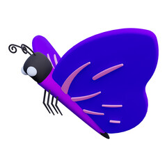 Beautiful Purple Butterfly flying 3D Illustration