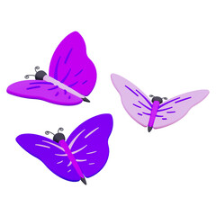 3D Illustration Beautiful Purple Butterfly flying icon