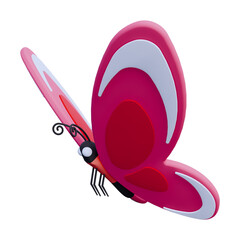 3D Illustration Beautiful Pink Butterfly flying icon