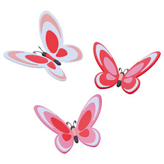 3D Illustration Beautiful Pink Butterfly flying icon