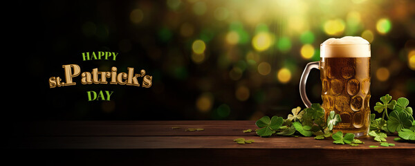 A Pint of Beer with Irish Symbols