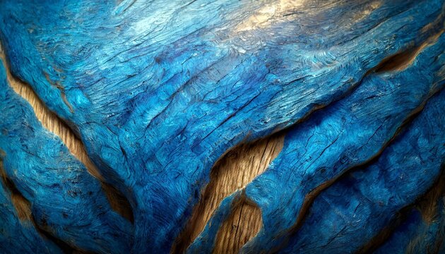 a 3D rendering of a blue wood texture background with realistic lighting and shadows. Emphasize the depth and richness of the texture to achieve a visually compelling and immersive effect.