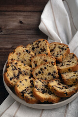 muffin, chocolate, chunk, meal, plate, biscuit, food, dessert, piece