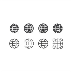 Flat globe icon set designs