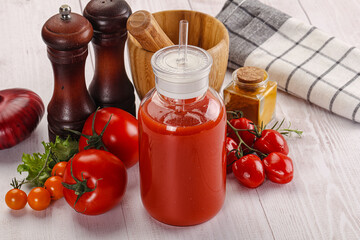 Fresh Tomato juice in the glass