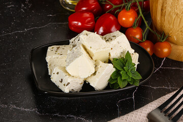 Greek traditional Feta cheese cubes