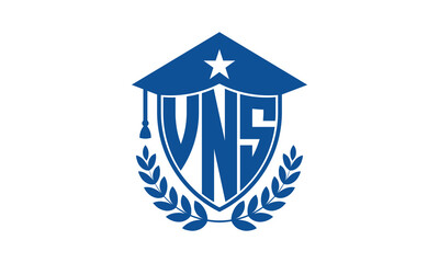 VNS three letter iconic academic logo design vector template. monogram, abstract, school, college, university, graduation cap symbol logo, shield, model, institute, educational, coaching canter, tech
