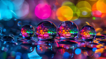 water droplets on a colorful background