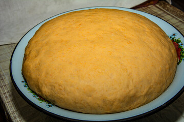 Making dough at home.