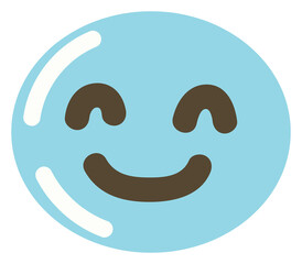 Blue happy smiley face, cute cartoon smile 