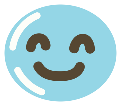 Blue happy smiley face, cute cartoon smile
