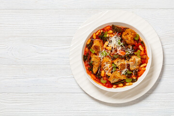 ribollita, italian soup with bread, beans, veggies