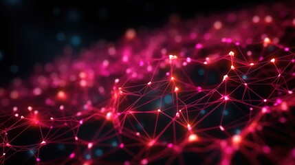 Fototapeta premium Glowing red intersections network mesh abstract background. Generative ai