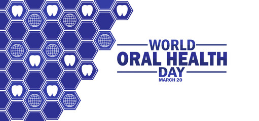 World Oral Health Day. March 20. Holiday concept. Template for background, banner, card, poster with text inscription