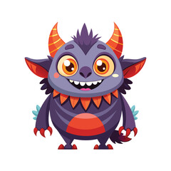 Cute cartoon monster creature character vector illustration isolated white background