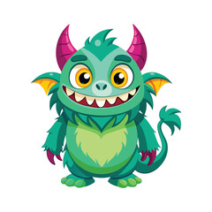 Fototapeta premium Cute cartoon monster creature character vector illustration isolated white background