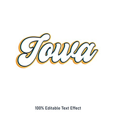 Iowa text effect vector. Editable college t-shirt design printable text effect vector. 3d text effect vector.