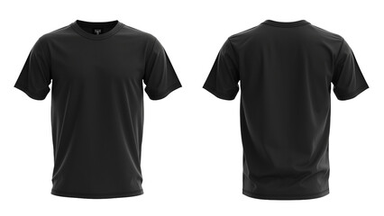3d black t-shirt front and back side, for mockup, transparent PNG. - obrazy, fototapety, plakaty