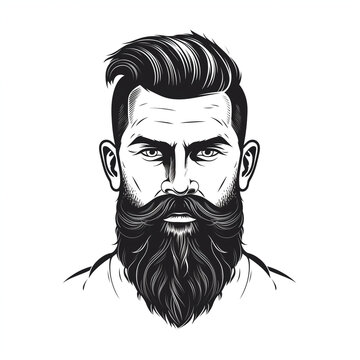 An AI generative image of men with beard on white background.