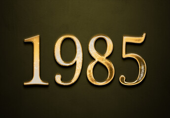 Old gold effect of year 1985 with 3D glossy style Mockup.	