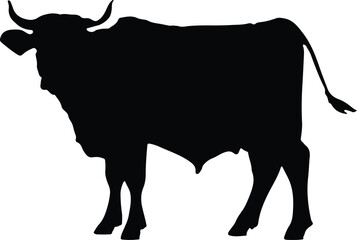 Cow Silhouette illustration Vector White Background