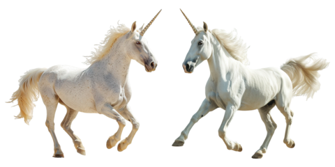 White unicorn isolated on transparent background